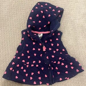 Carter's Navy Vest with Pink Hearts